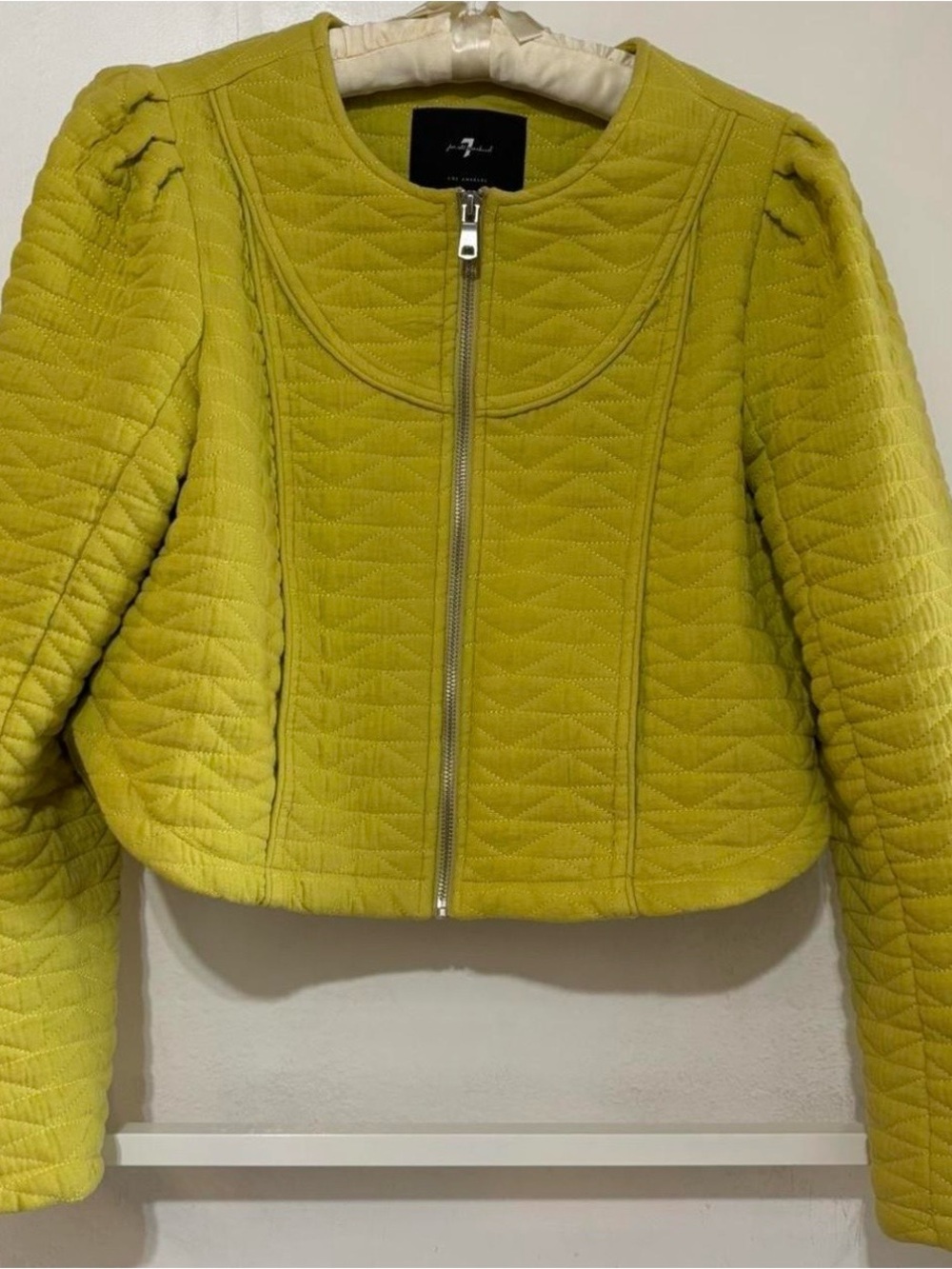 7 For All Mankind Quilted Lime Jacket with Front Zip